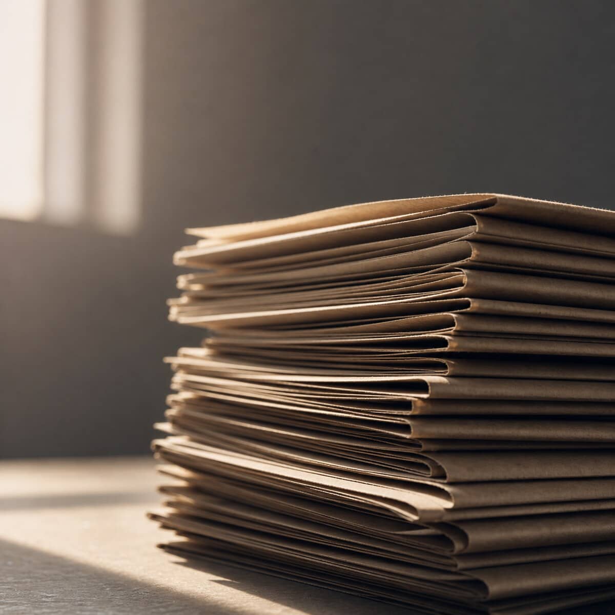 Fanned edges of a stack of kraft paper file folders